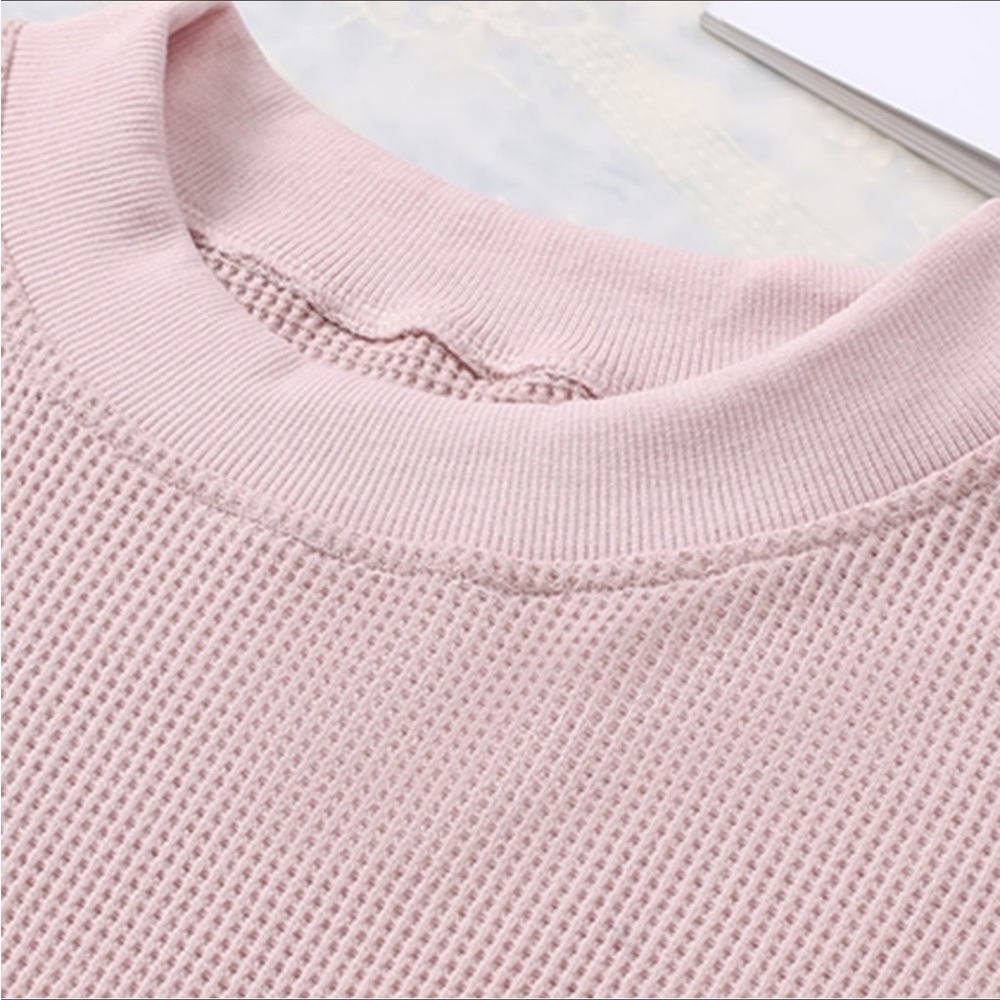 Last 1! #23 Classic Blush Pink Waffle Weave L.S. Top - Picture 6 of 14
